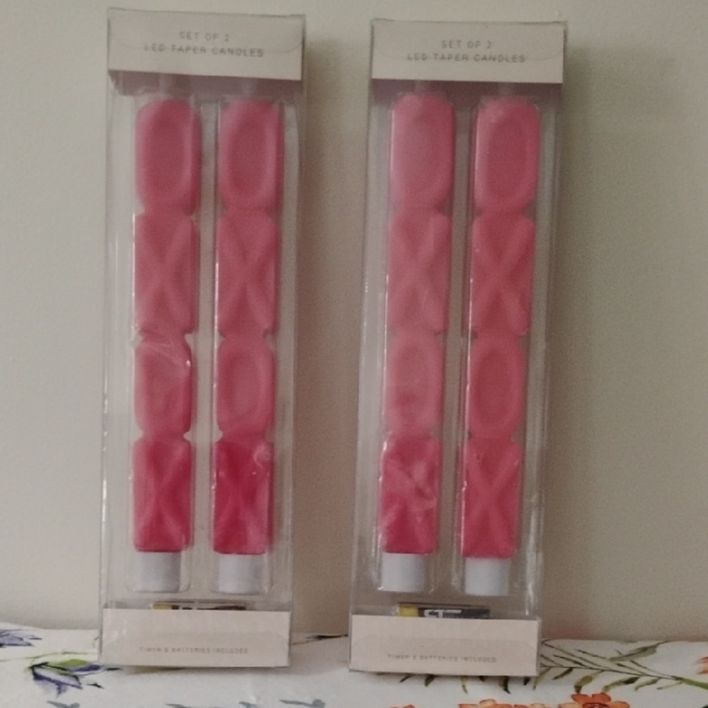 Rachel Zoe Pink LED Taper Candles Set